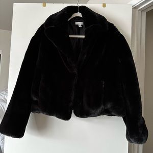 TOP SHOP FAUX FUR CROP COAT